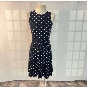 Lauren Ralph Lauren Midi Dress 10 Navy Polka Dot Y2K Vintage
